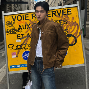 秋冬品质帅气男士机皮绒夹克韩版宽松休闲外套潮FC711-P110