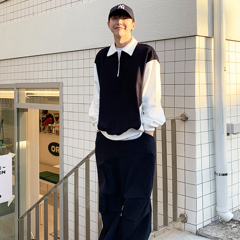 春季拼色落肩卫衣男韩版宽松潮外套M612-P65,男装卫衣,四季星座713