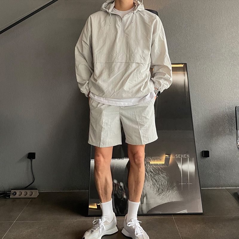 春夏季防晒夹克男韩版宽松衬衣防晒衣套装短裤二件套CT70-P98，男装夹克，四季星座713