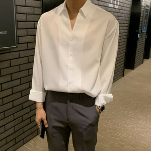 春季ulzzang帅气垂感长袖衬衫男韩版衬衣休闲打底衫FC165-P55图片