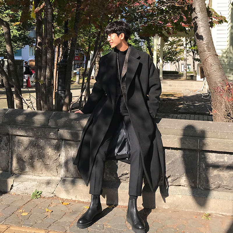 冬季帅气加厚毛呢大衣男韩版宽松呢子风衣潮外套FK196-P135,男装毛呢大衣,四季星座713