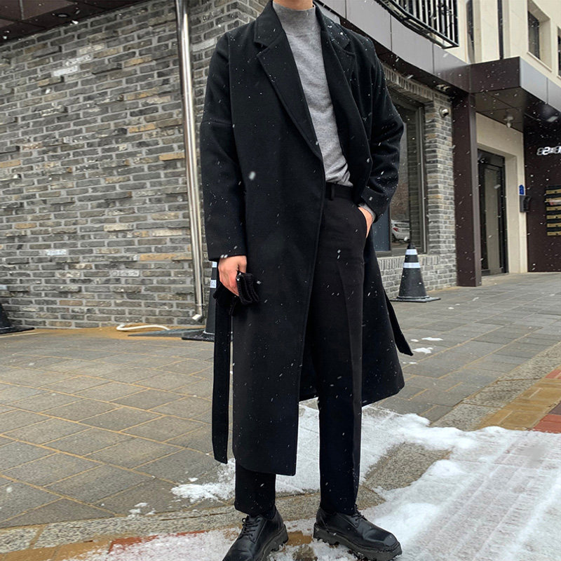 冬季简约气质加厚毛呢大衣男落肩宽松韩版风衣外套FK193-P135，男装毛呢大衣，四季星座713