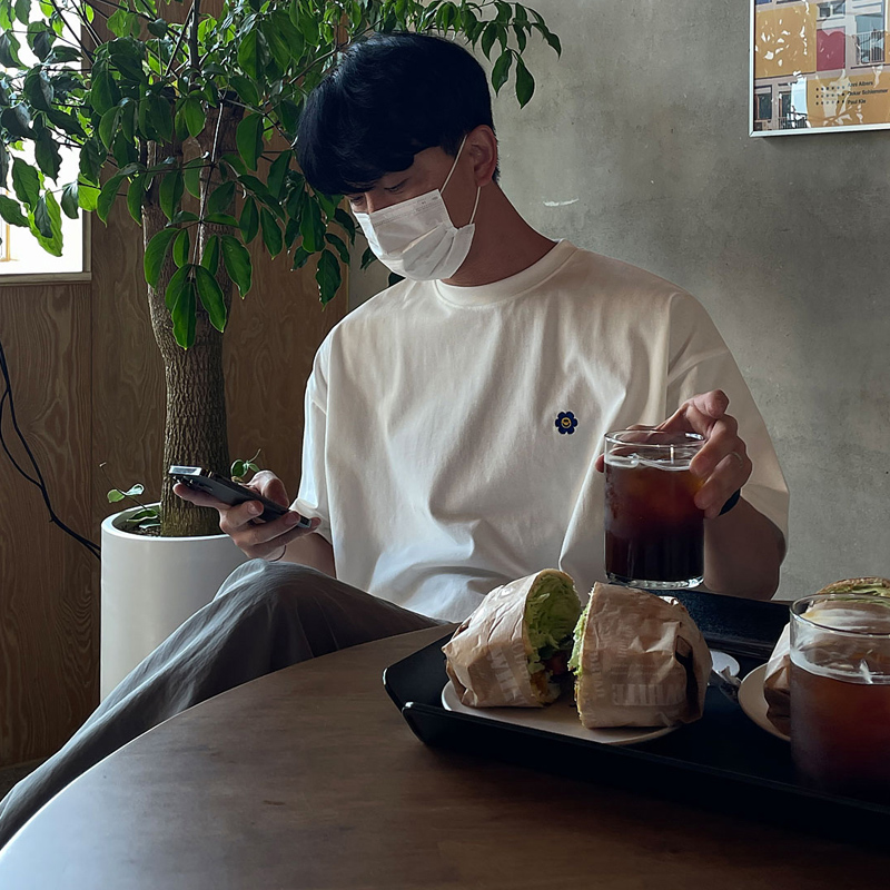 夏季简约刺绣短袖T恤男韩版宽松休闲潮落肩ins打底衫CT85-P30，男装T恤，四季星座713
