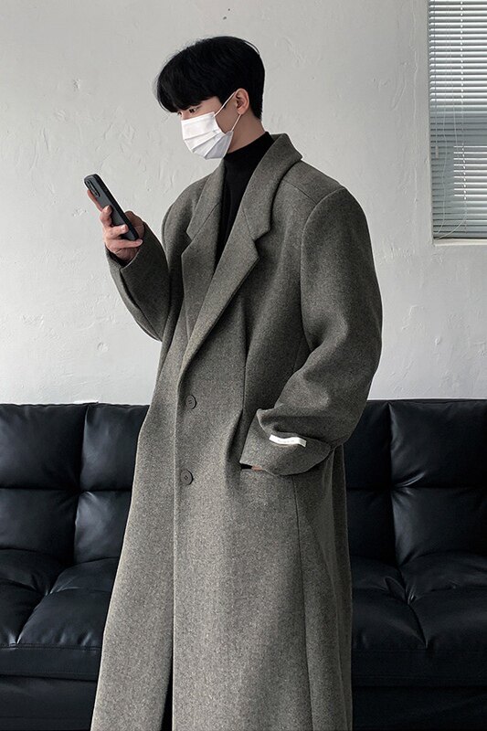 秋冬高级感帅气加厚毛呢大衣男韩版宽松ins风衣外套潮FK511-P135,男装毛呢大衣,四季星座713