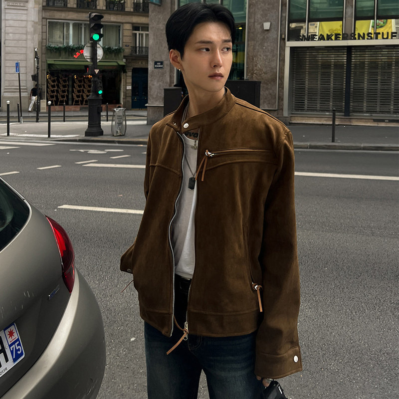 秋冬品质帅气男士机皮绒夹克韩版宽松休闲外套潮FC711-P110，男装夹克，四季星座713