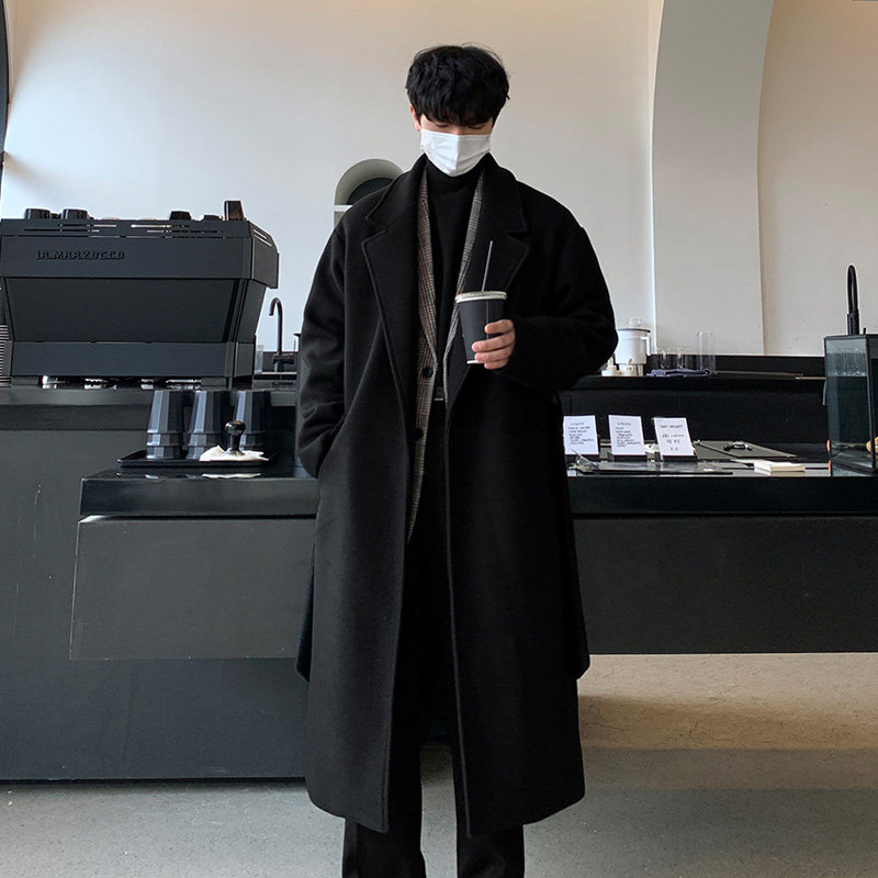 冬季潮气质毛呢大衣男韩版宽松落肩腰带呢子风衣外套FK196-P135，男装毛呢大衣，四季星座713