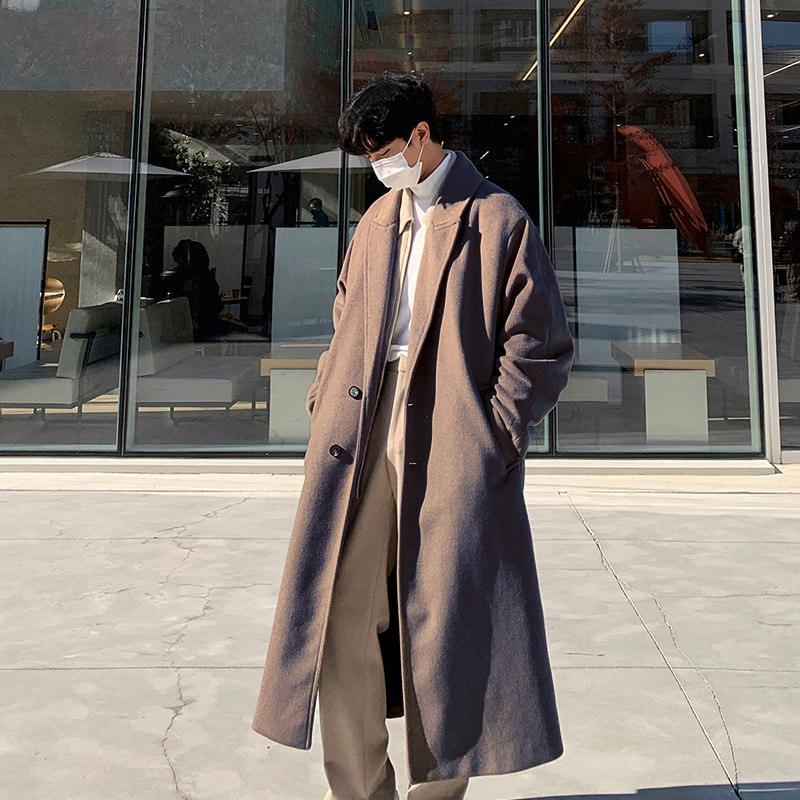 冬季气质加厚中长款毛呢大衣男韩版宽松落肩呢风衣外套FK901-P150，男装毛呢大衣，四季星座713