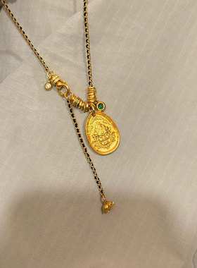 黄财神吊坠项炼新中式招财转运手工编绳锁骨炼毛衣炼轻奢高级感女