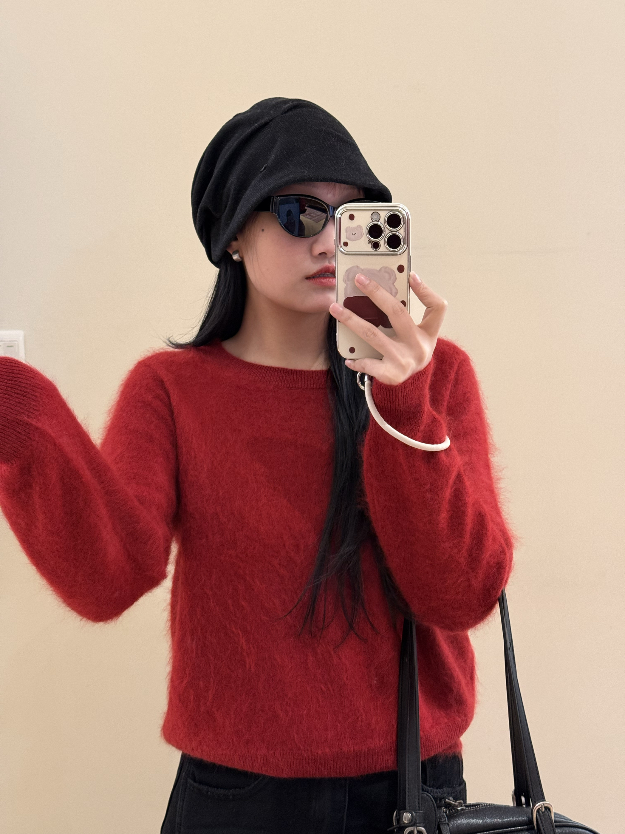 YXC/绵柔软糯云朵泡芙感山羊绒≈195G宽松慵懒针织拉绒休闲毛衣女