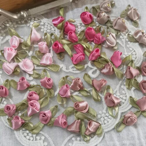 10个价香草玫瑰立体织带小花朵 DIY手工娃衣发饰衣服装饰辅料802