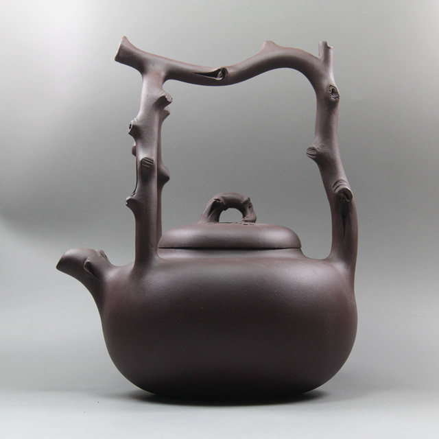 紫砂壶纯全手工特大品1400cc原矿紫泥仿周桂珍梅花东坡提梁壶茶壶