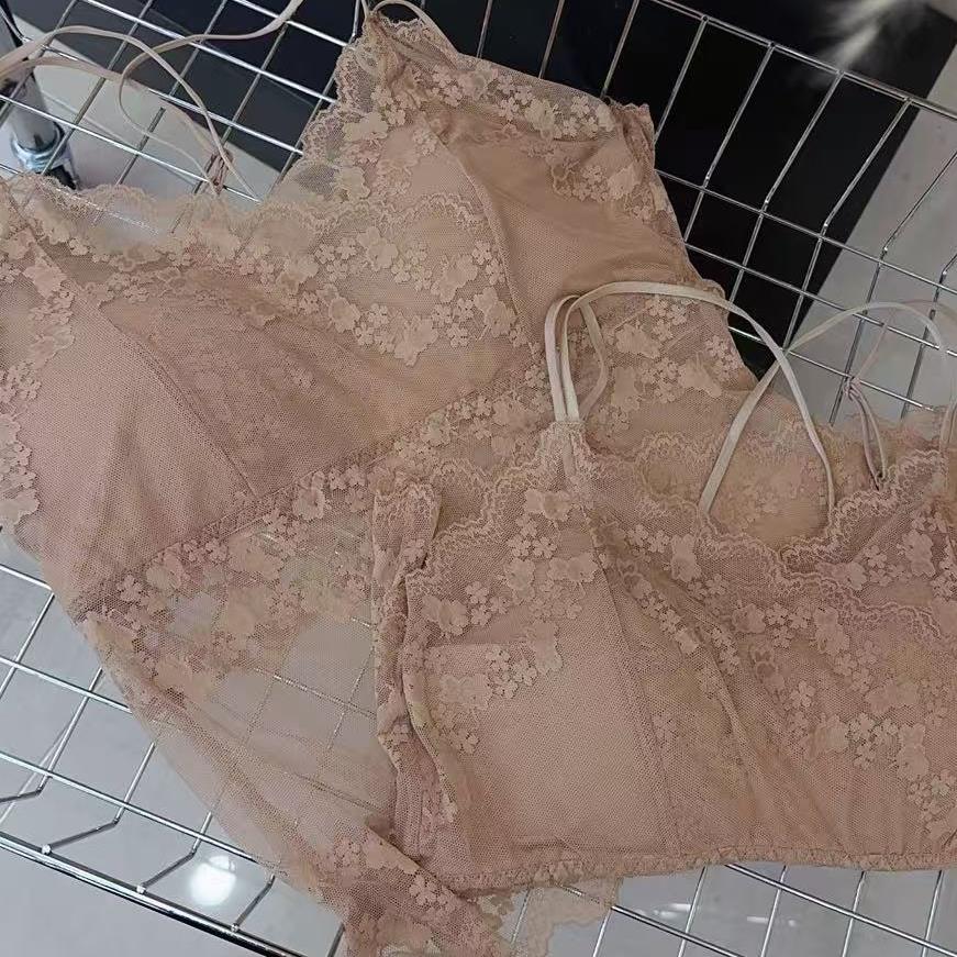 美背青春流行女士性感内搭通勤森系聚拢修身型吊带蕾丝背心无钢圈