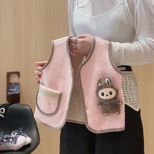 新款拉布儿童马甲春秋款男童女童宝宝一体绒坎肩背心外穿洋气幼儿