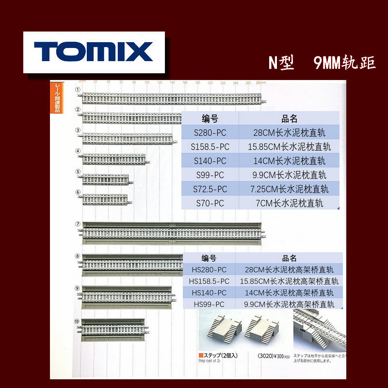 火车女侠模型N型日本TOMIX水泥枕直轨S280/S140/S158/S99/S70散装