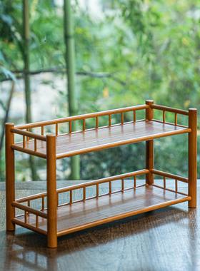邱师傅竹木楠竹博古架茶杯架茶具收纳架茶桌置物架小型竹制茶杯架