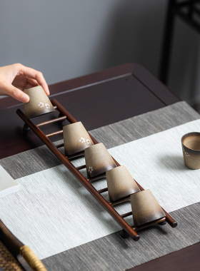 邱师傅竹木CBJ021手工特色竹制十足杯架长40宽8.5高2.5茶道沥水架