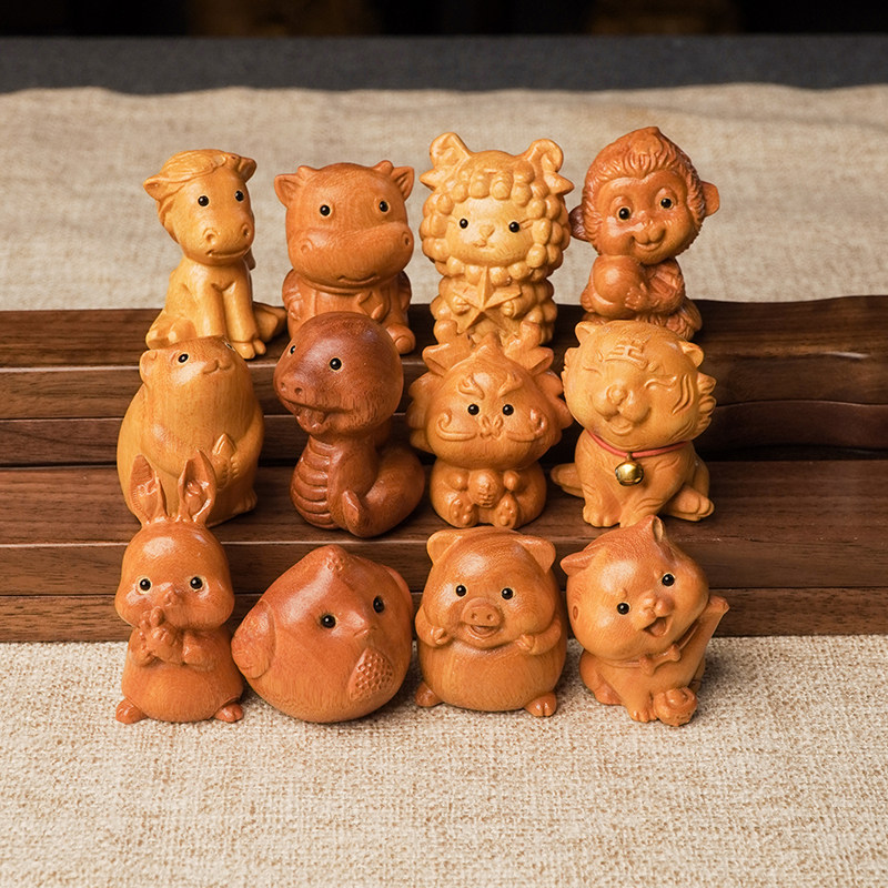 邱师傅竹木黄檀木雕十二生肖摆件鼠牛虎兔龙蛇马羊猴鸡狗猪工艺品,餐饮具,茶宠摆件,淘宝优惠券,粉丝福利购,淘宝优惠卷