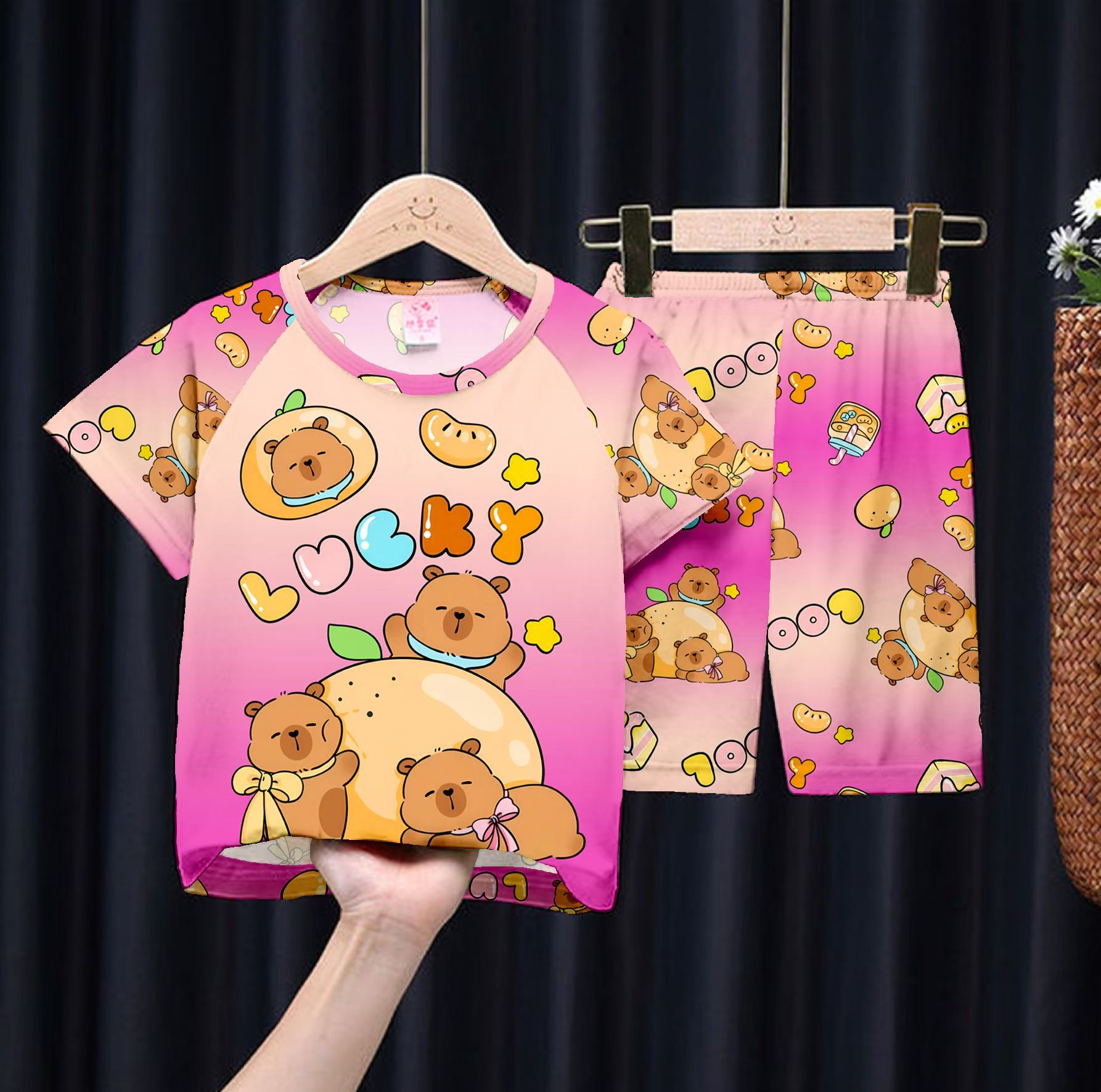 2025爆款儿童睡衣男童短袖短裤哪吒套装女中大童卡通敖丙夏家居服