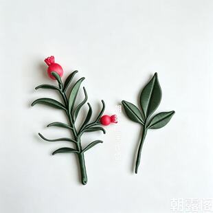 朝露阁非遗缠花红花仙草石榴花车挂胸针发簪发夹成品