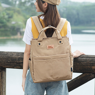 超实用！专柜新品首发正品潮牌帆布多口袋大容量百搭双肩包背包