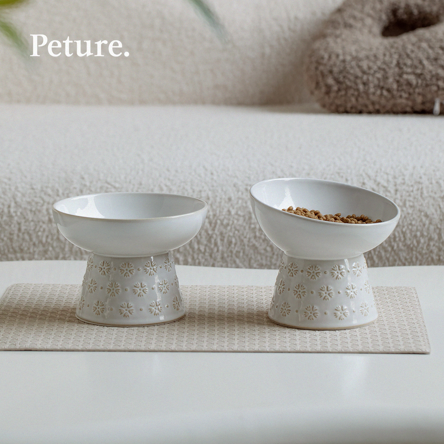 Peture陶瓷高脚猫碗中古风浮雕猫咪饮水碗护颈大容量防滑宠物狗碗,宠物/宠物食品及用品,猫狗碗/慢食碗,淘宝优惠券,粉丝福利购,淘宝优惠卷