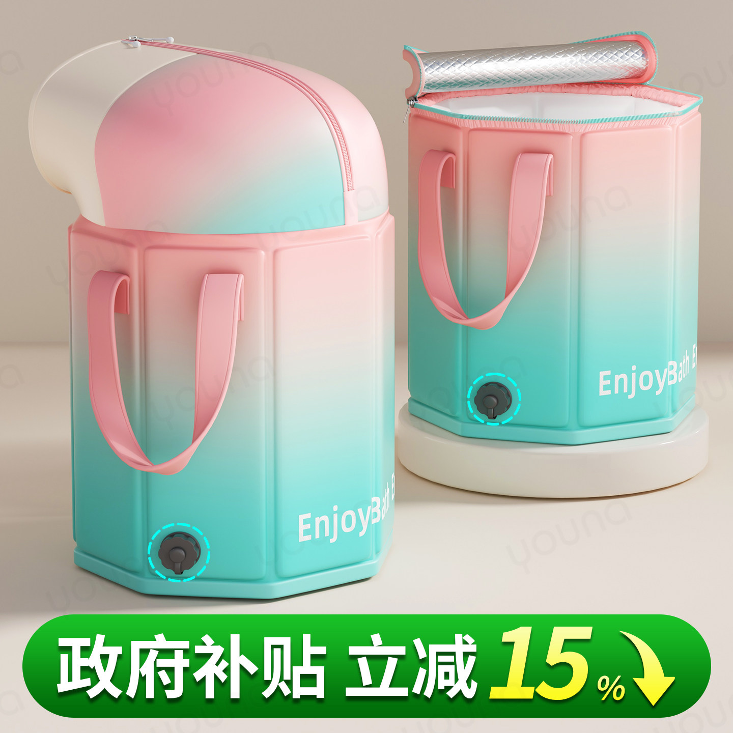 日式泡脚桶过小腿新款排水折叠泡脚袋保温养生家用洗脚过膝足浴桶