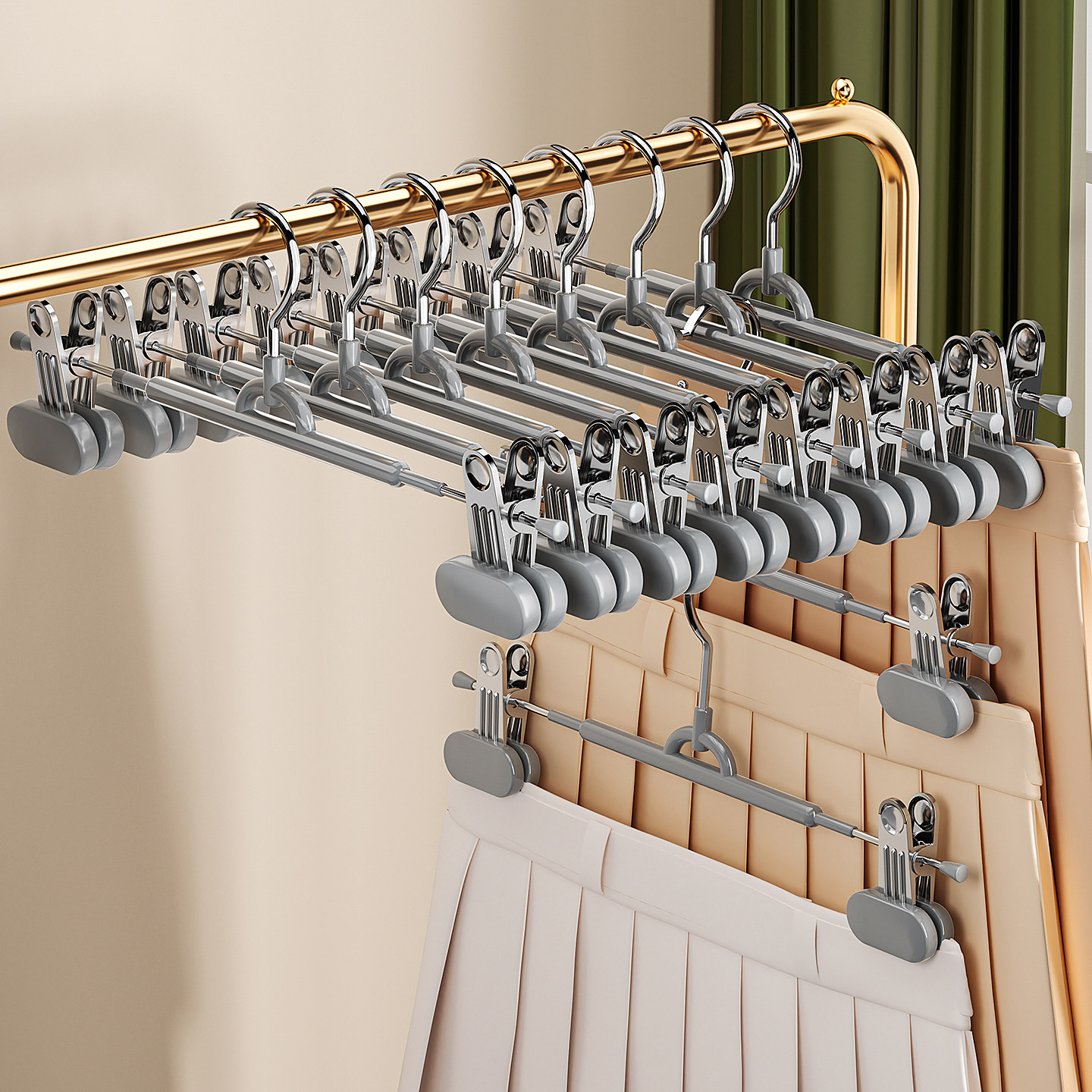 裤架夹子家用裤子专用收纳神器无痕防滑不锈钢挂衣架jk裙子晾晒夹