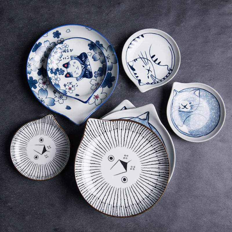 创意陶瓷餐具卡通漫画猫咪陶瓷盘可爱盘子家用菜盘酱料碟小碟子,餐饮具,盘,淘宝优惠券,粉丝福利购,淘宝优惠卷