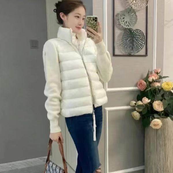 蒙秋冬2025新款M家新款针织拼接轻薄款羽绒服女时尚立领休闲外套