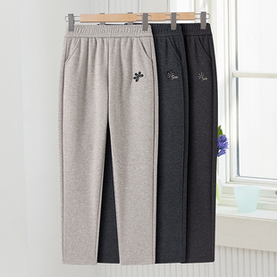 妈妈裤子春秋新款宽松直筒休闲裤中老年人女裤秋冬季加厚奶奶长裤