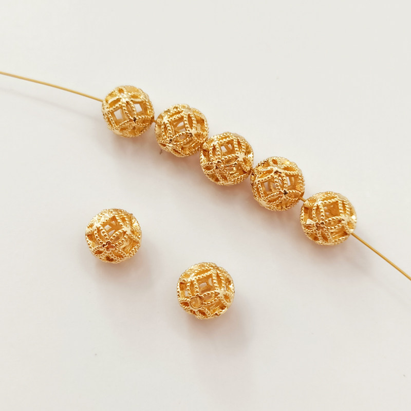 保色镂空绣球珠8mm圆珠散珠