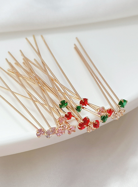 14K包金保色水钻T字针耳饰耳环汉服发簪配件手工DIY饰品配饰材料