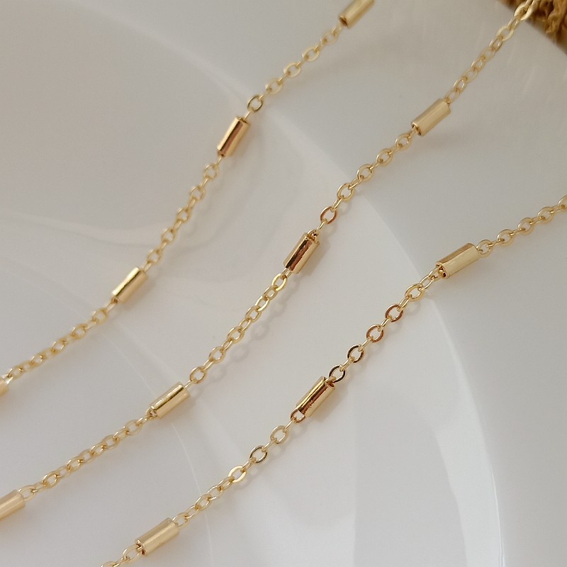 14K包金保色扁0链隔管子链条手链项链手工DIY饰品配件材料,饰品/流行首饰/时尚饰品新,链条,淘宝优惠券,粉丝福利购,淘宝优惠卷