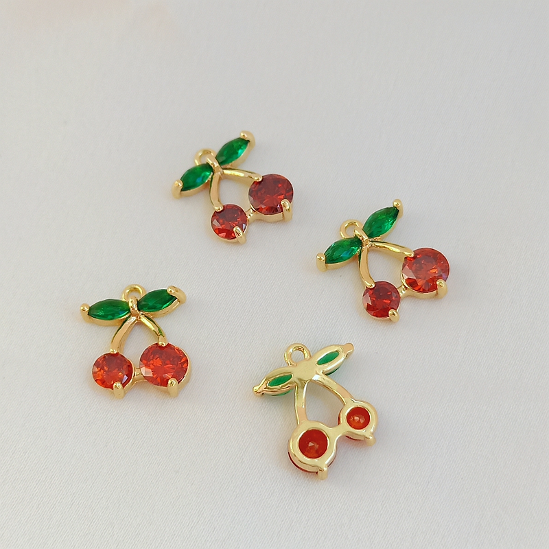 包金镶锆石鸽血红挂件diy饰品