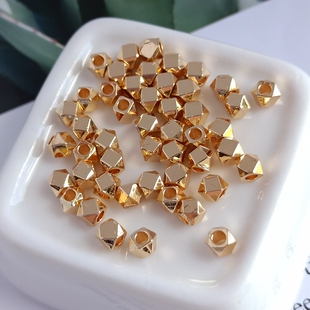 14K包金珠保色多面珠切角多边形散珠新品手工DIY饰品配件50颗