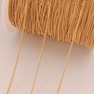 14K包金保色侧身链1.2mm马鞭十字链耳线链条散链diy手作首饰配