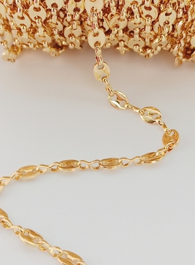 14k包金保色猪鼻双孔5mm散链diy