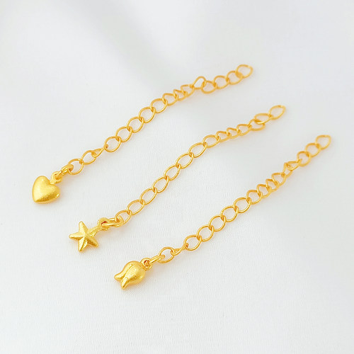 18K沙金花苞爱心桃心延长链