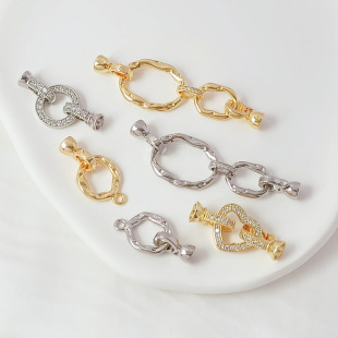 14K包金保色镶梯方链接扣珍珠项链扣头手工DIY手链扣收尾扣万能扣