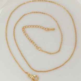 14K包金保色1.2mm扁0成品链条加2.4mm粗延长链带有龙虾扣总长46cm