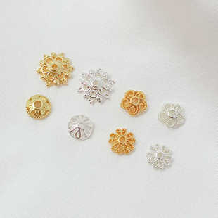 强保色银18K花托6 8mm花帽小隔片diy手链手串珠托垫片古法金配件