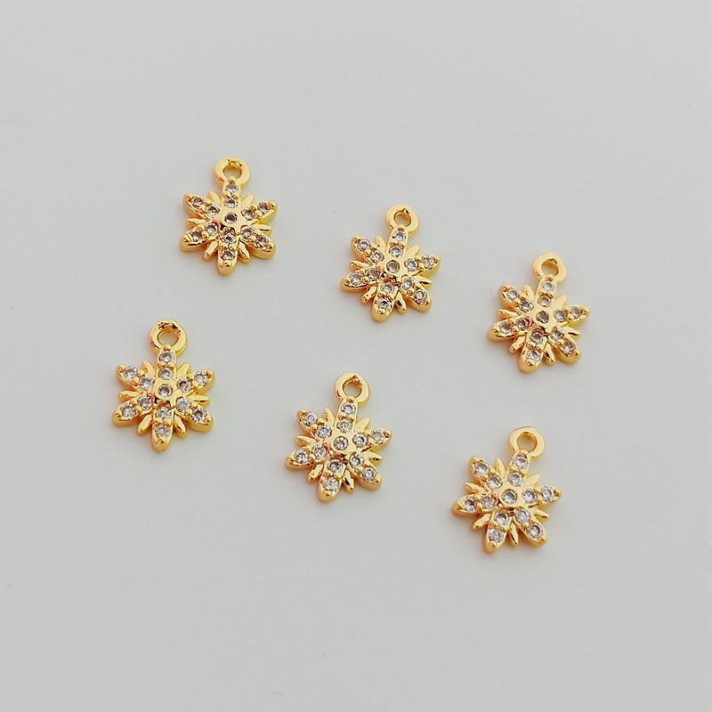 镶锆石雪花吊坠六芒星diy饰品