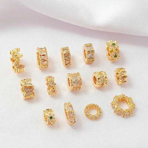 14K包金微镶锆石隔珠车轮隔片