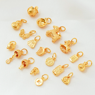 强保色铜镀24K包金镶锆富甲天下葫芦吊坠diy手链项链饰品挂坠配件