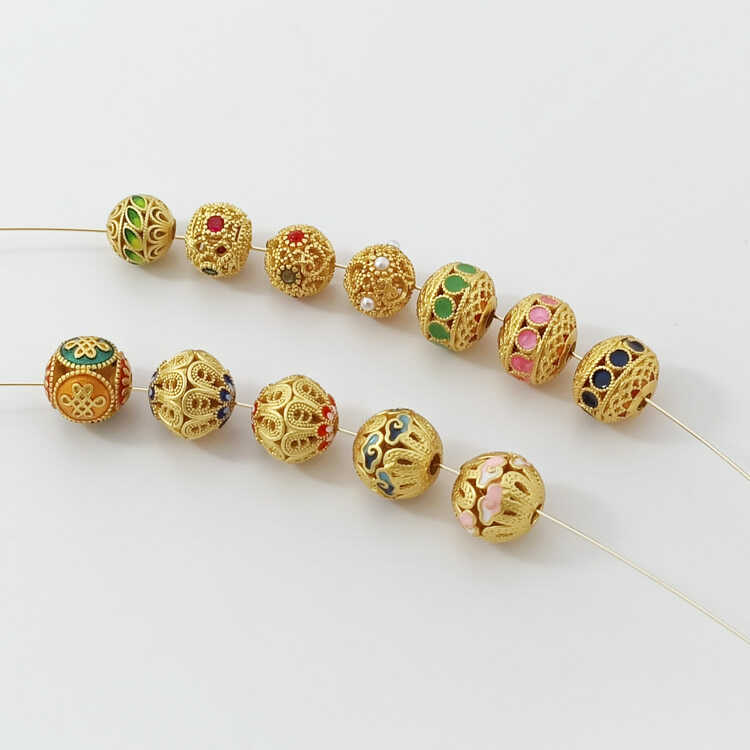 DIY保色手工绣球珠18K包金