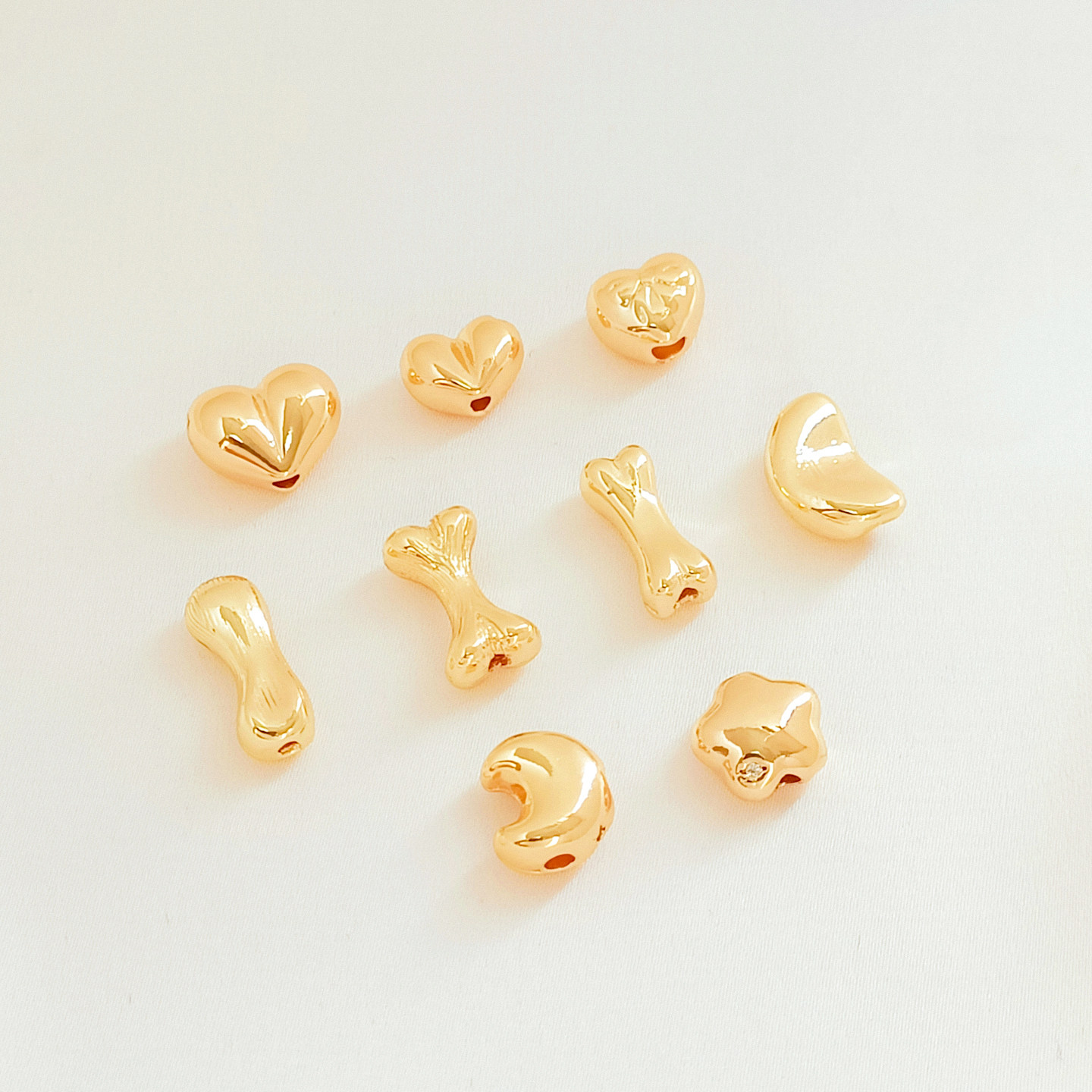 铜镀14K包金保色桃心骨头异形散珠隔珠手工DIY手链项链配件饰品,饰品/流行首饰/时尚饰品新,其他DIY饰品配件,淘宝优惠券,粉丝福利购,淘宝优惠卷