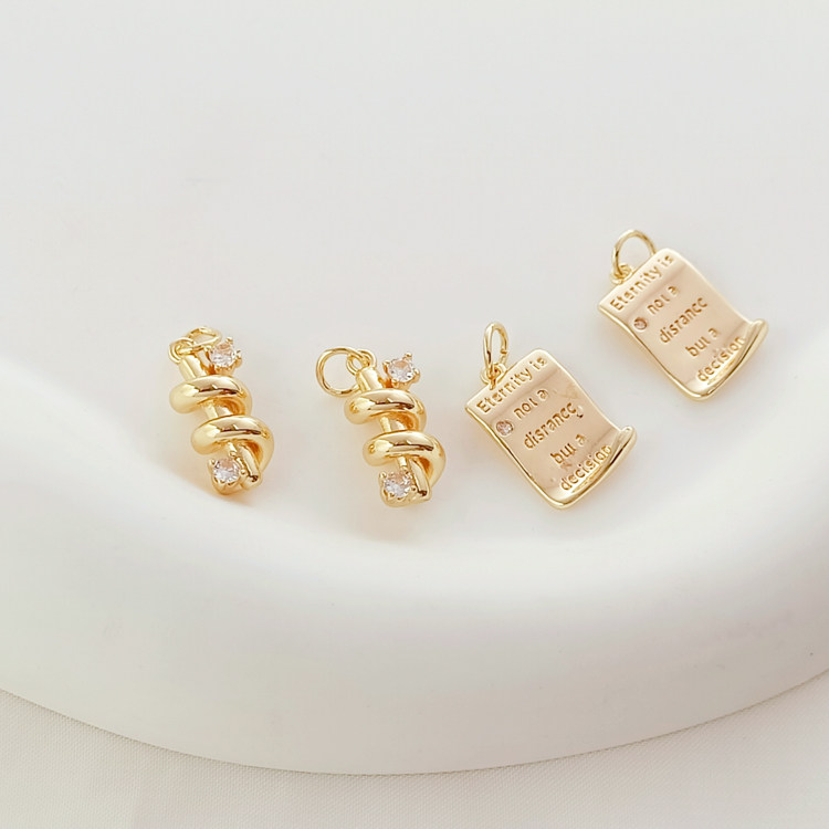 14K包金保色镶锆石螺纹挂坠英文情书信纸吊坠手工DIY饰品项坠配件,饰品/流行首饰/时尚饰品新,其他DIY饰品配件,淘宝优惠券,粉丝福利购,淘宝优惠卷