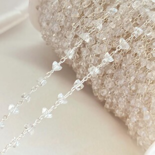 铜包银保色配件切角锆石小桃心链条爱心链子手工DIY饰品配饰材料