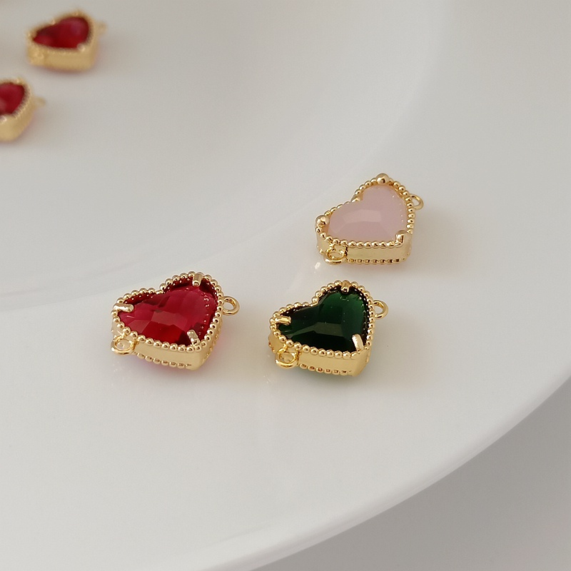 14K铜包金保色配件镶嵌水晶锆石爱心双吊吊坠手链项链手工DIY饰品,饰品/流行首饰/时尚饰品新,其他DIY饰品配件,淘宝优惠券,粉丝福利购,淘宝优惠卷