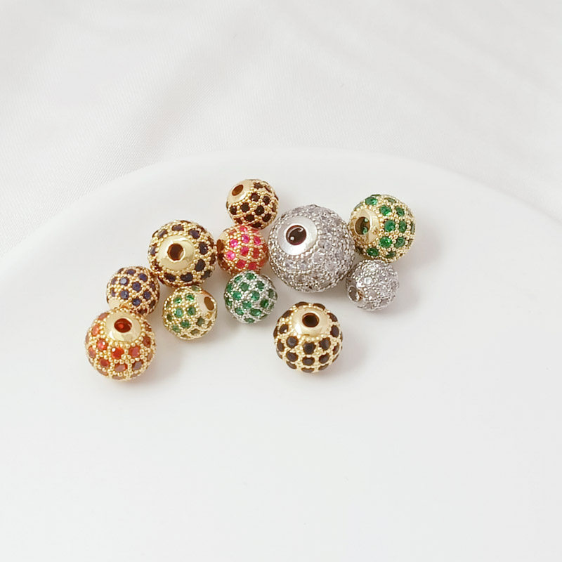 微镶彩锆圆珠满钻球空心球